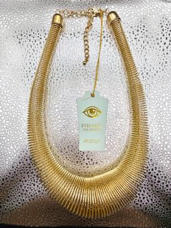 Eye Candy LA GOLD- tone wire coil statement necklace