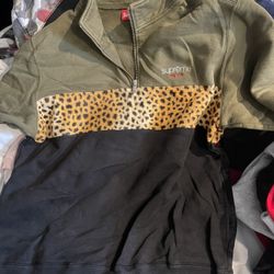 Supreme Leopard Half-zip Crewneck Sweatshirt