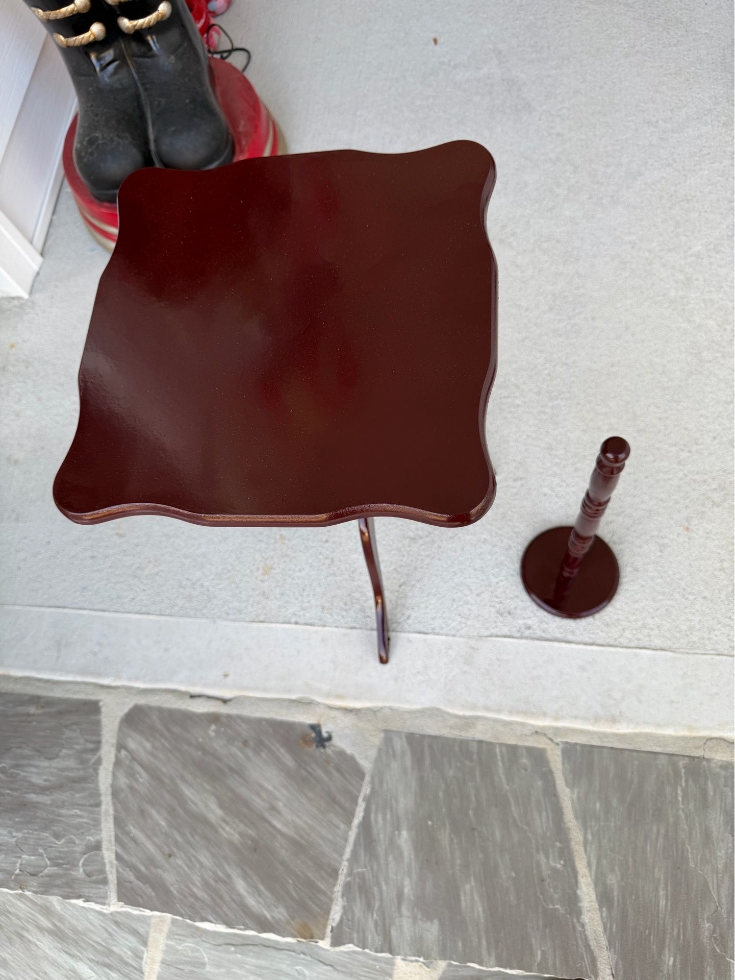 Wooden Side Table + Paper Towel Holder (Matching Set)