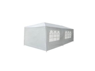 10 ft. x 20 ft. White Wedding Party Canopy Tent Outdoor Gazebo with 6-Removable Sidewalls