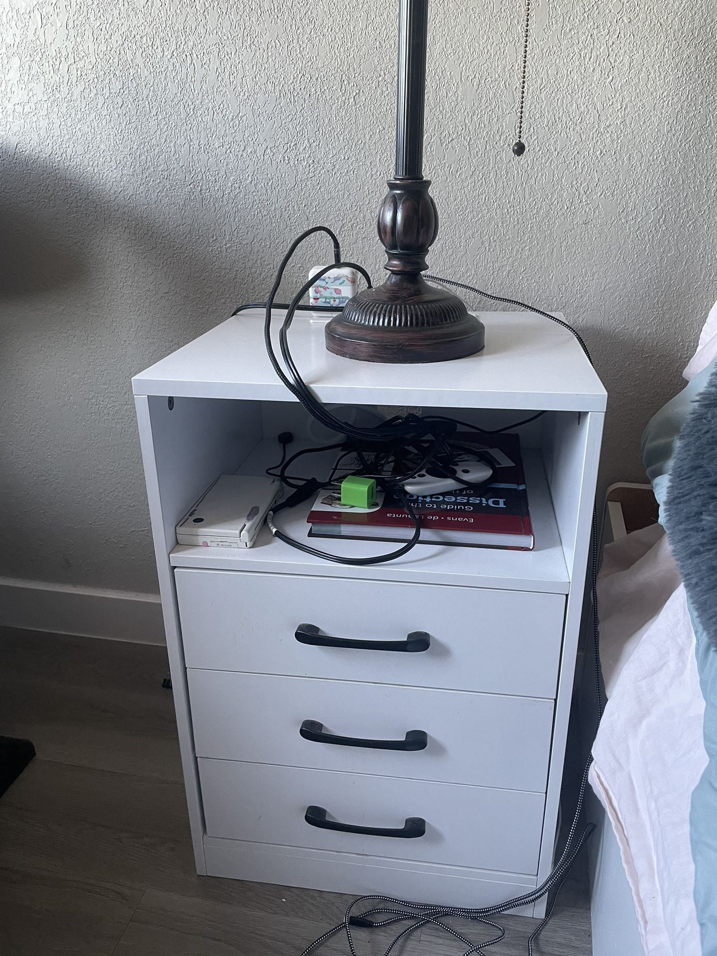 White Nightstand With Charging Ports