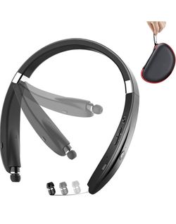 Foldable Bluetooth Headset, Nextamz Retractable Neckband Wireless Headphones for Sports&Exercise (Stereo 16Hours Playtime, Noise-cancelling Microphon