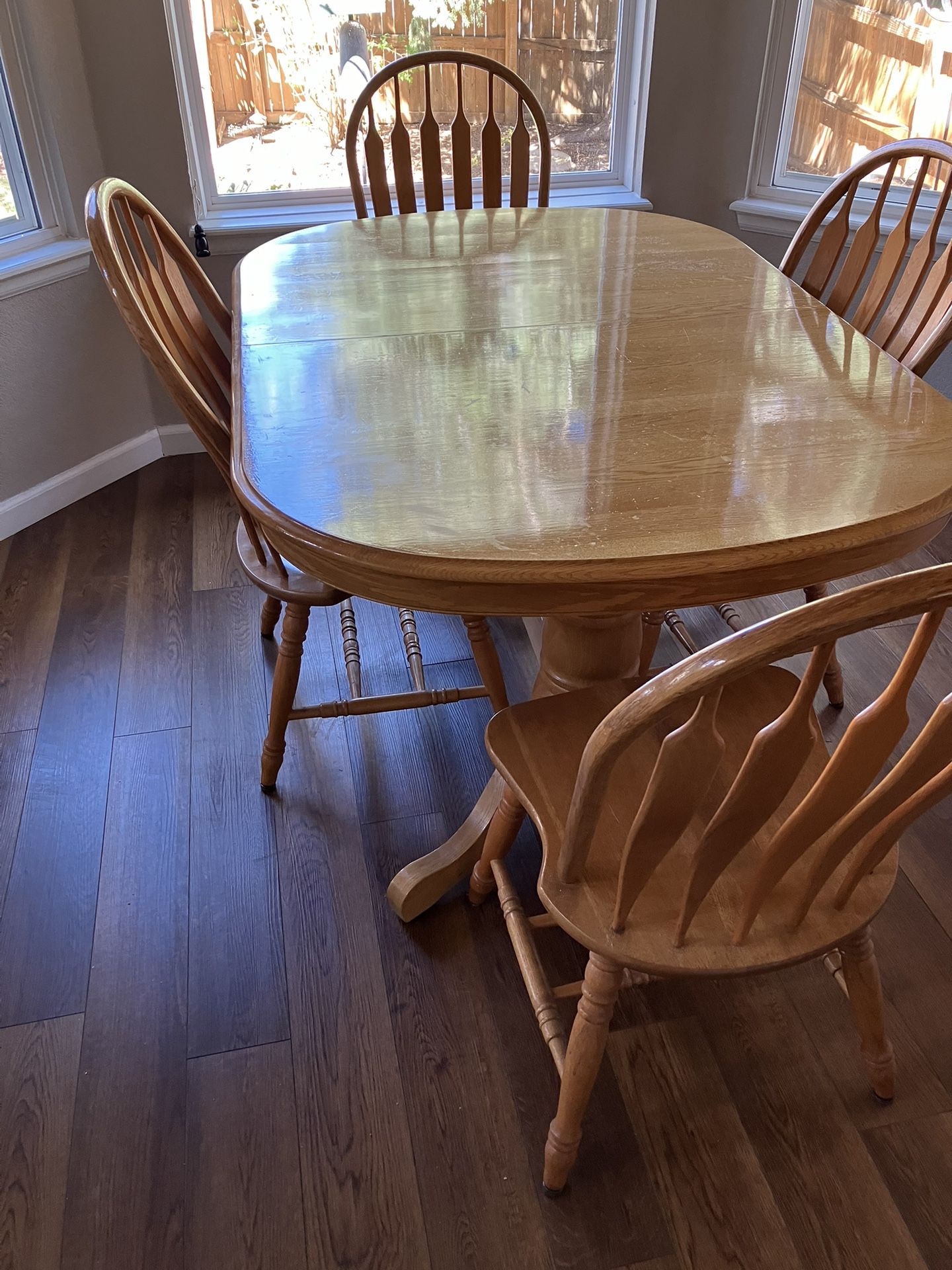 Oak Table And 4 Chairs, Expandable