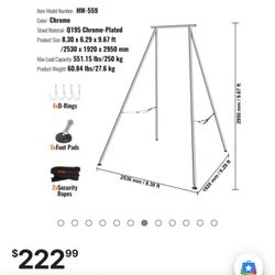 VEVOR Chrome-Plated Steel 9.6ft Aerial Silk / Rope Rig Frame 