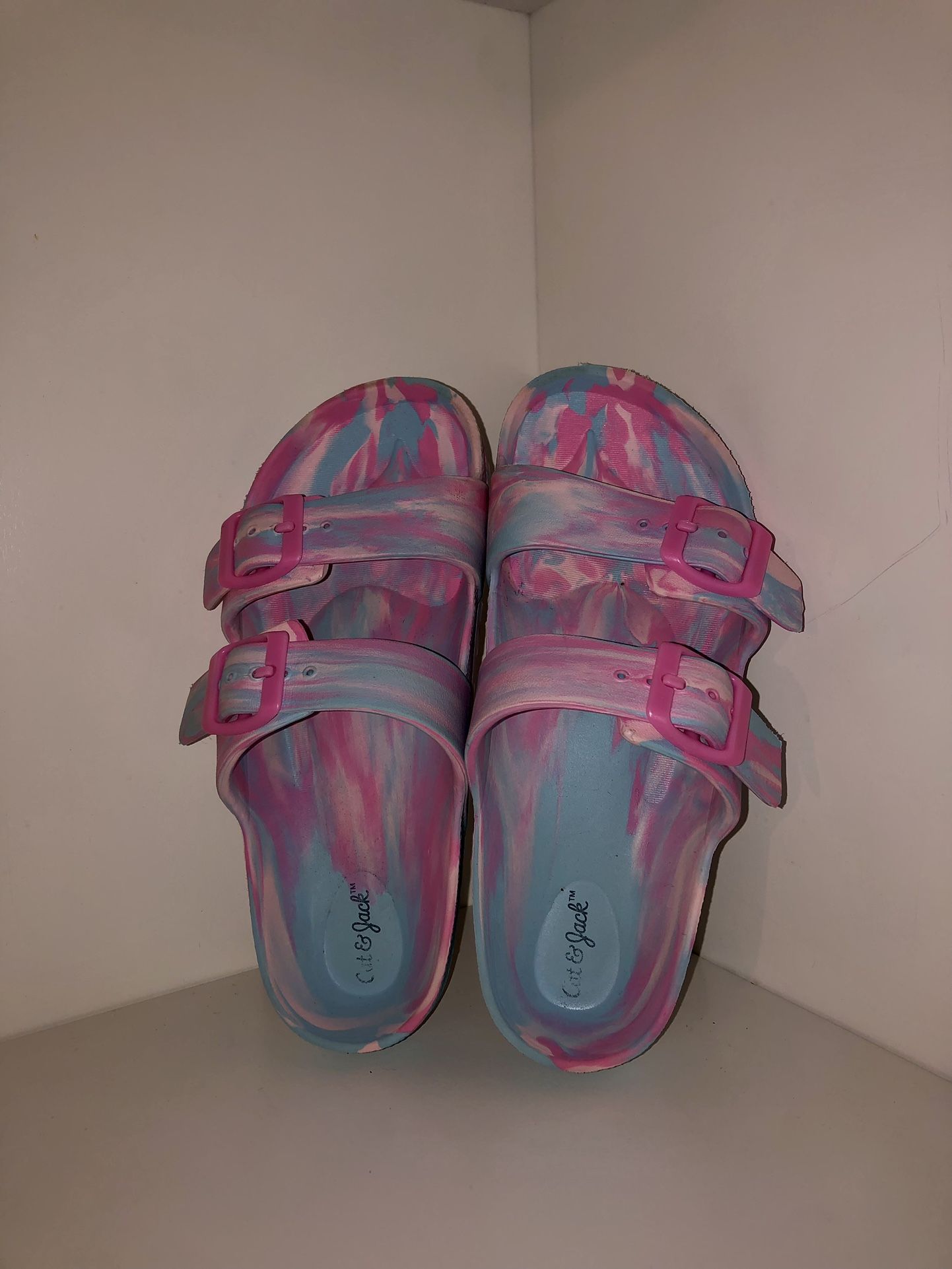 Girls Nos Sandal Pink/ Blue Tie Dye Straps Buckle Open Toe Size:1
