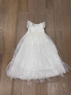 Trish Scully White Lace & Tulle Girls Dress Size 6 Flower Girl