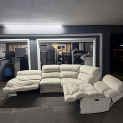 Beige Electric Recliner Couch 