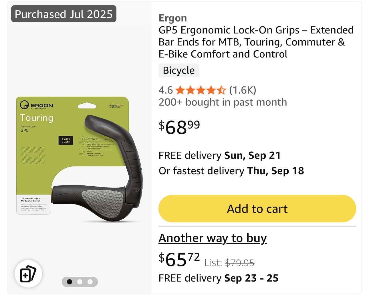 Ergon GP5 Ergonomic Lock-On Grips – Extended Bar Ends – Excellent Condition