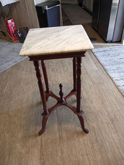 Antique wood and marble table