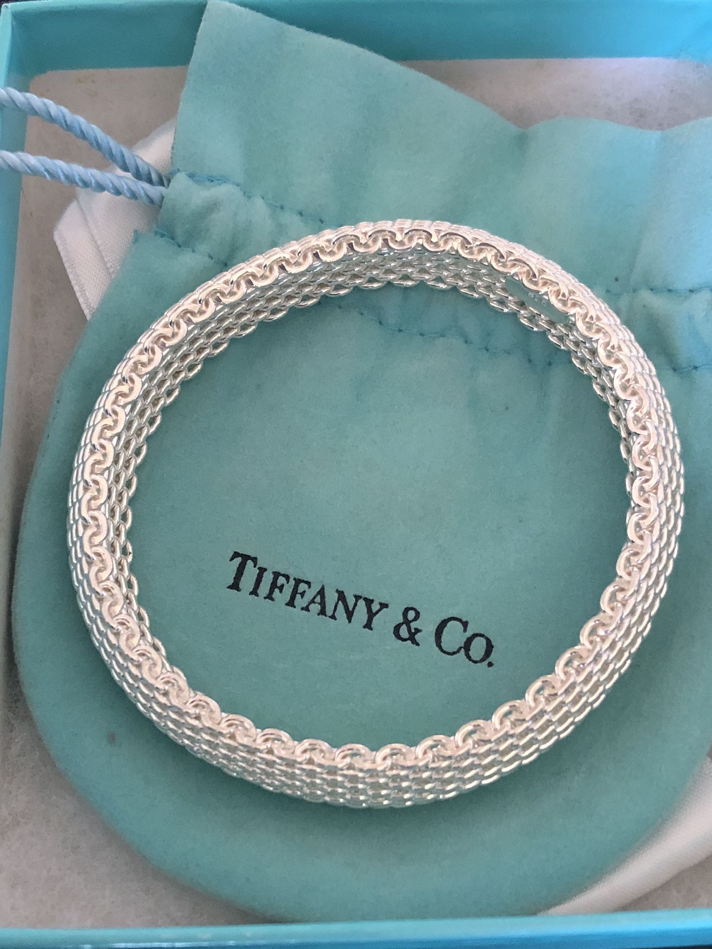 Tiffany & Co. Somerset Sterling Silver .925 Mesh Basket Weave Bracelet