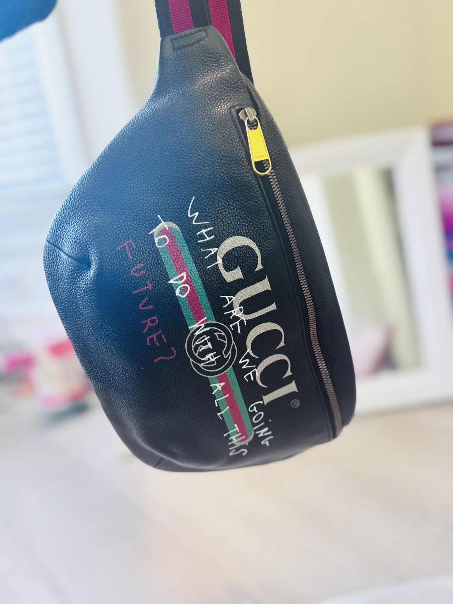 Authentic Gucci “What Are We Going To Do With All This Future?” Belt Bag – Limited Edition