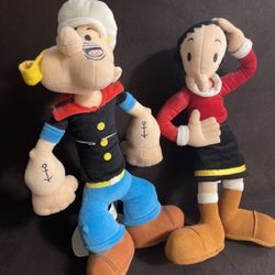 Vintage Popeye and Olive Oil Plush Dolls, 15 inch from Estate Home, Includes One Stand, pick up West Boynton / Delray off jog/
