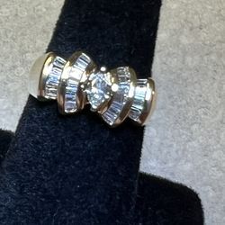 14 Karat Diamond Ring  Size 7 1/4 