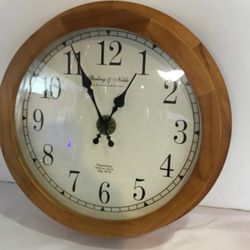 Sterling & Noble clock company, retro wall clock trimmed, in walnut