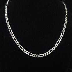 16" x 6mm Solid Sterling Silver Figaro Chain Necklace. Made in Italy, Flawless!