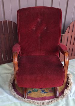 Vintage Child's Size Platform Rocker Upholstered-Gorgeous!