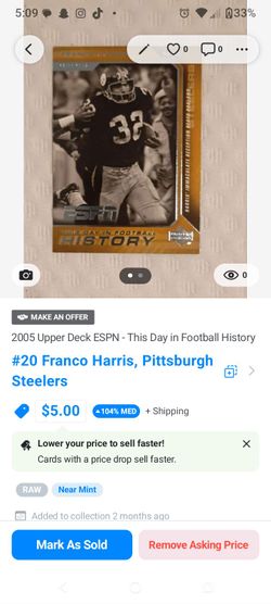 2005 Upper Deck ESPN Franco Harris Football Card