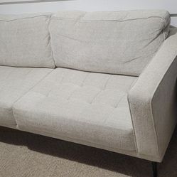 Signature Design by Ashley Caladeron Mid-Century Modern Chenille Sofa, Off-White