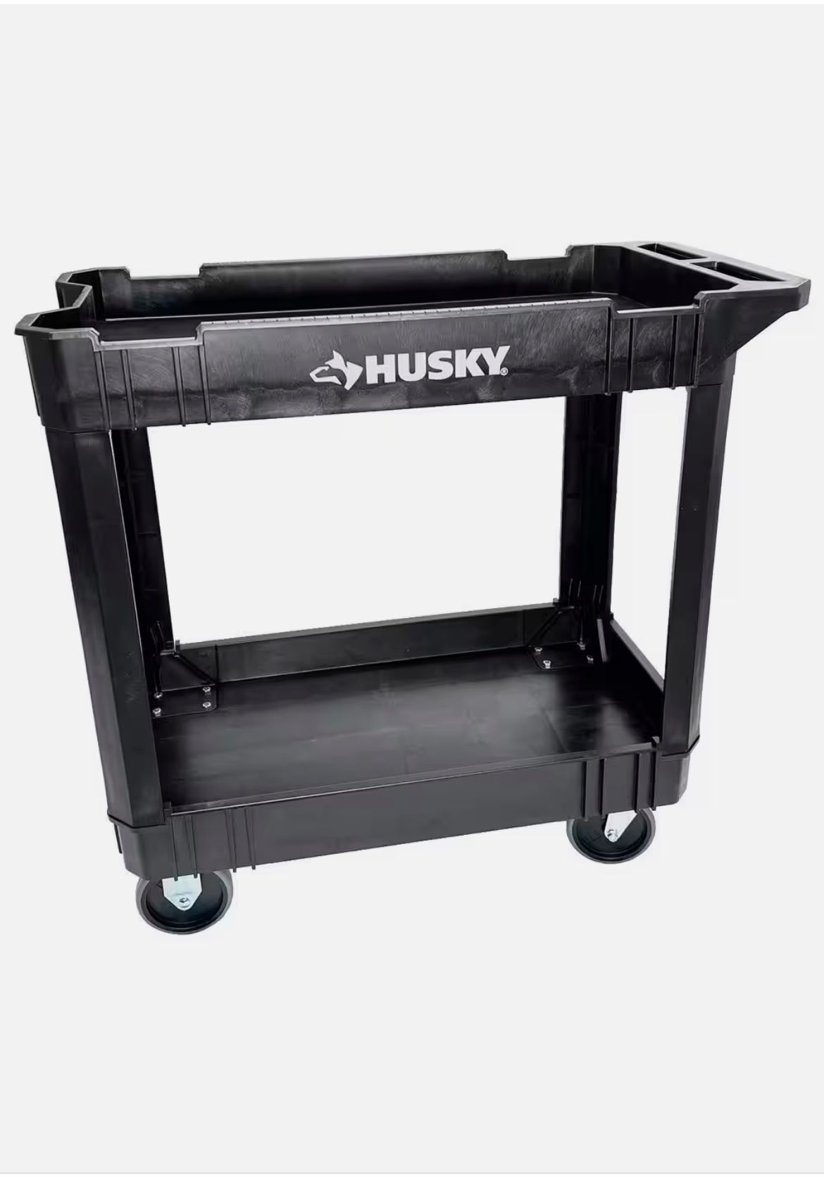 Husky 2 Tier Plastic Rolling Cart Utility Cart
