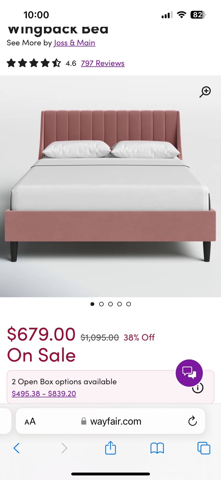 Velvet Pink queen Bed Frame