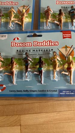 Set of 3 “Bosom Buddies” drink markers