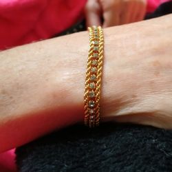 Women's 6" Gold & Simulated Diamond Bracelet 