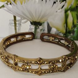 #2005, MONET PRECIOUS RHINESTONES BANGLE, GOLD TONE 
