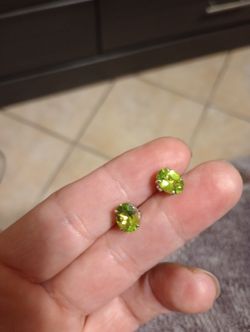Peridot Sterling Silver Stud Earrings Pair
