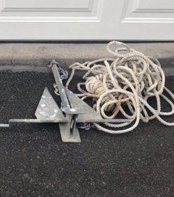 Fluke-Style Galvanized Boat Anchor with chain and anchor line