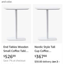 New White End Tall Coffee Wooden Table. 