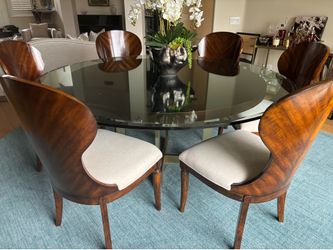 Dining Room round glass table. & 6 chairs