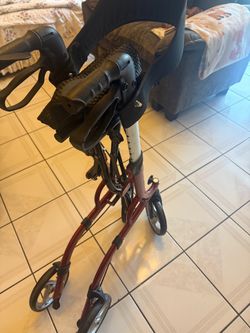 Red Folding Rollator Walker with Wheels