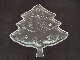 Vintage Mikasa crystal Christmas tree shaped serving platter.