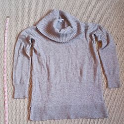 Gray Cowl Neck Knit Sweater S