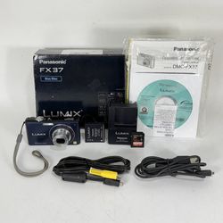 Panasonic LUMIX DMC-FX37 Blue 10.1MP Digital Camera with 32GB Memory & Charger