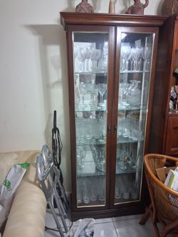 Wood and Glass Display Cabinet Curio