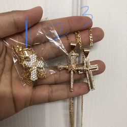 18k Gold Filled Cross Chain Pedant Necklace 24” Long Chain 1.5” Pedant Unisex Jewelry Men Women 