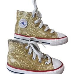 converse all star gold sparkly glitter shoes for toddler size 7