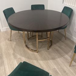 Round dining table - wood Metal Base 