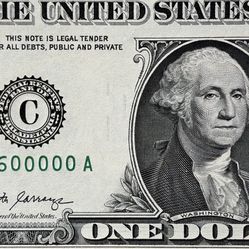 AMAZING UNCIRCULATED FANCY SERIAL NUMBER ONE DOLLAR BILL! LOOK!!