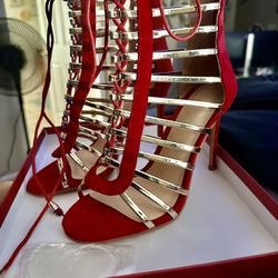 Sexy Gold And  Red Heels Brand New! Size 6