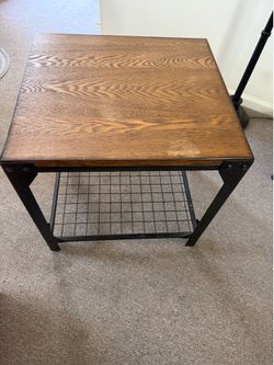 Industrial wood metal end table