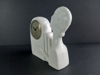 Vintage 1983 Ceramic Figural Art Deco Style Desktop Clock