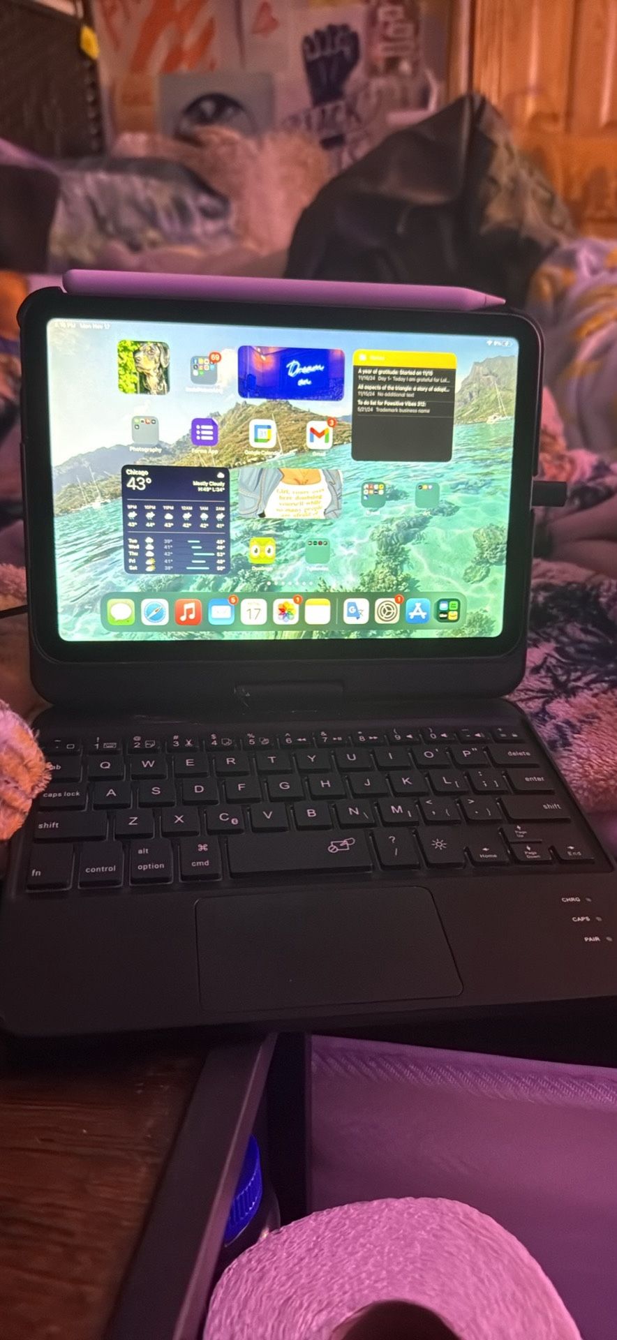 iPad Mini Black 6th Gen with keyboard Case Optional Apple Pencil For Additional Fee 