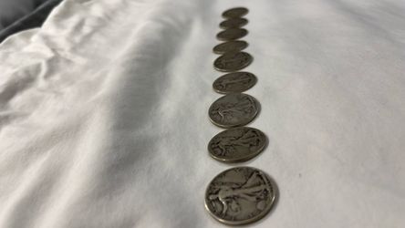 90% silver - 9 Walking Liberty coins - 1(contact info removed) (mixed years)