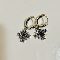 blue Zircon Silver Earrings 