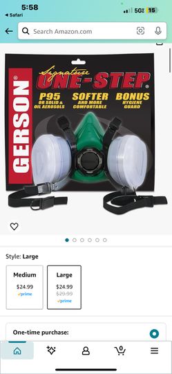 GERSON One-Step Respirator Mask - P95 Half-Face Multi Purpose Respirator, Comfort Fit, Reusable