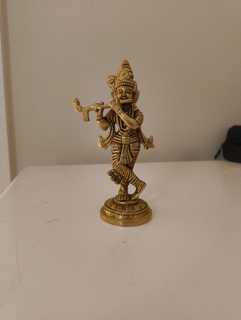 Hindu God Krishna Bronze Statue Idol