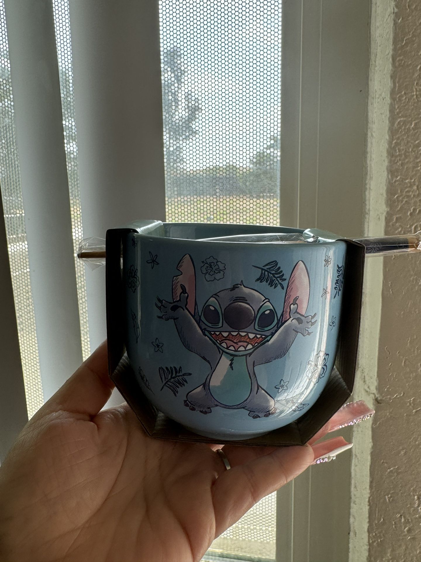 Disney Stitch Ceramic Bowl & Chopsticks 🥢 16oz Brand New /