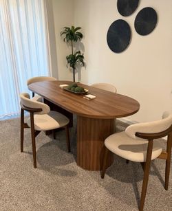 71” Oval Modern dining set 🪵 Table + 4 Chairs